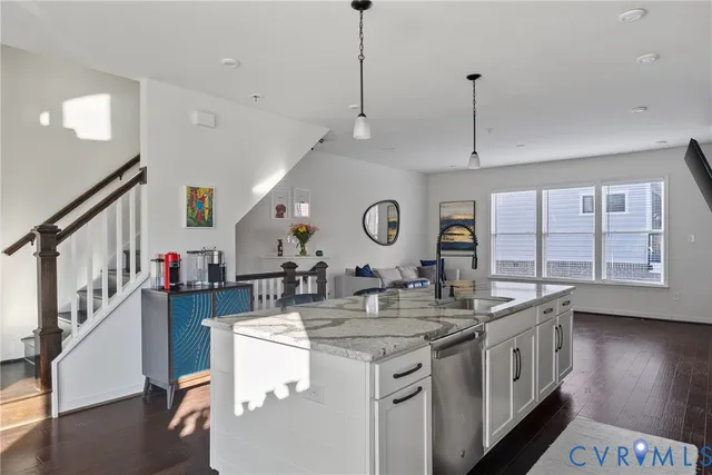 a kitchen with counter top space and a sink