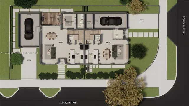 an aerial view of a house with street view