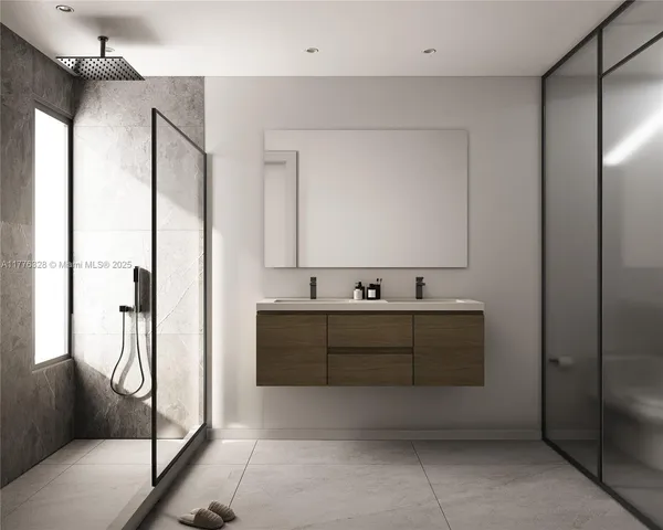 a bathroom with a bathtub and a sink
