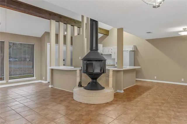 a view of a fireplace in a room