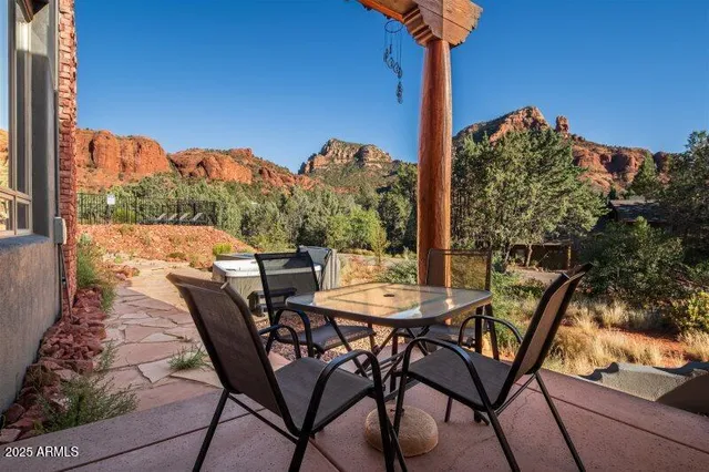 a view of a outdoor seating area