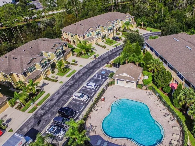 an aerial view of a house