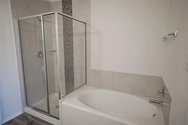 a bathroom with a bathtub