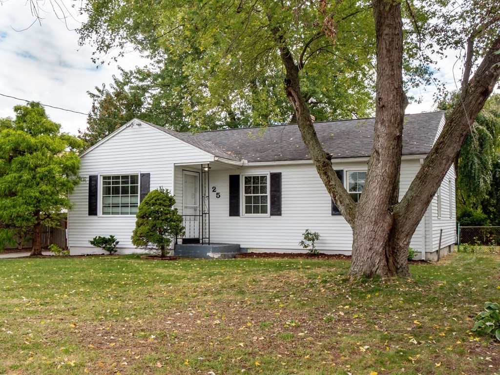 a front view of house with garden