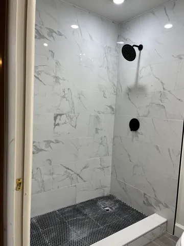 a bathroom with a shower