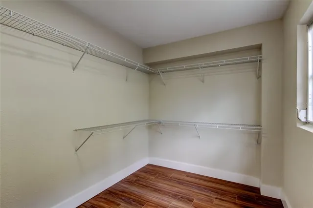 a view of a room with racks on the wall