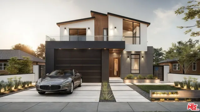 a car parked in front of a house