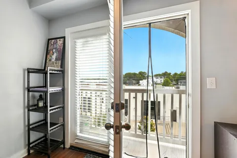 a view of a balcony from a room