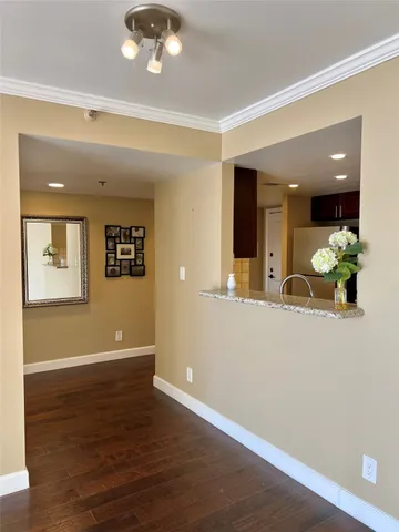 a view of livingroom with wooden floor