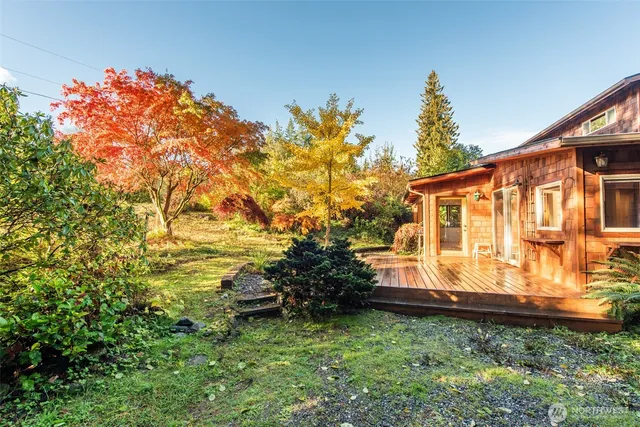 a backyard of a house with lots of green space