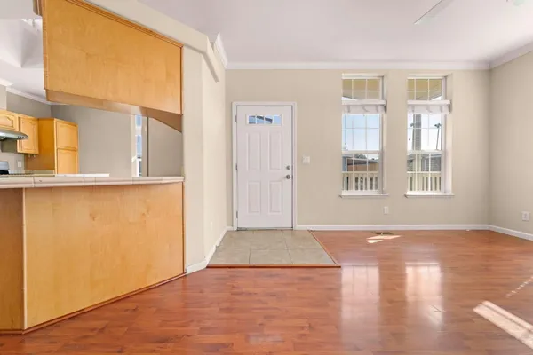 an empty room with windows