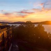 a view of an ocean from a balcony
