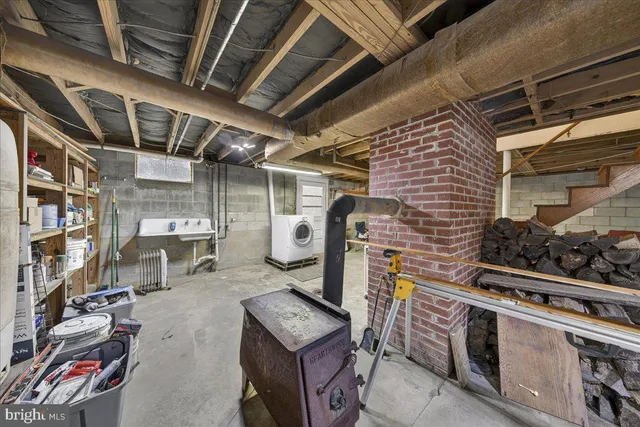 a view of a storage room with racks