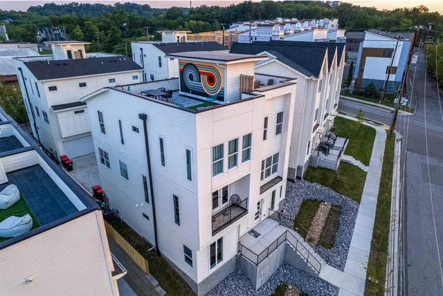 a view of a city from a balcony