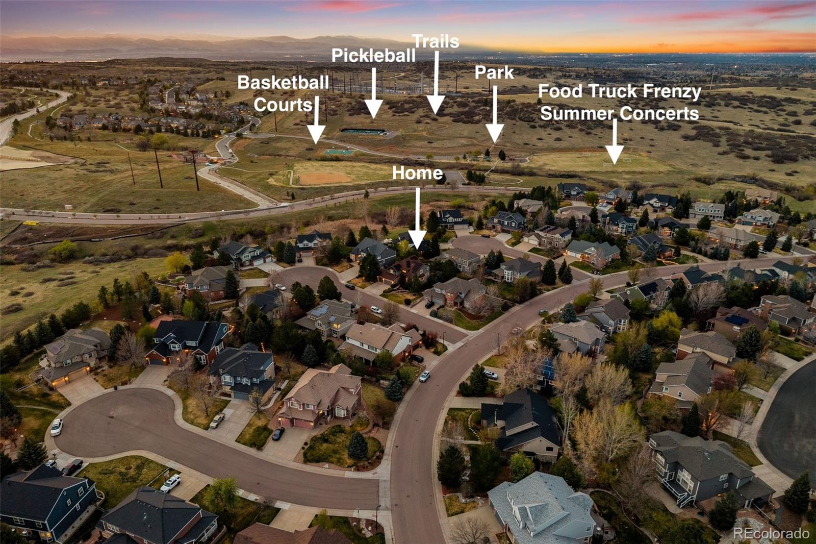 551 Seth Place Castle Pines, CO 80108 - Photo 46 of 50 an aerial view of multiple house