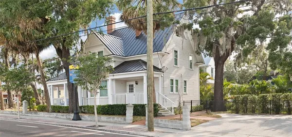 a view of a building with a street