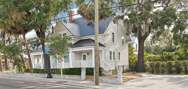 a view of a building with a street