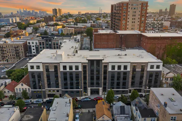 a view of a city with tall buildings