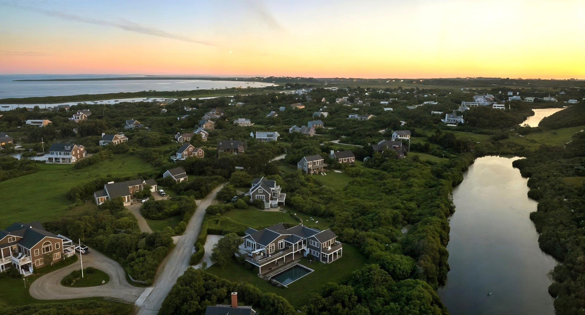45 Starbuck Road Nantucket, MA 02554 - Photo 40 of 42 an aerial view of a house with a yard