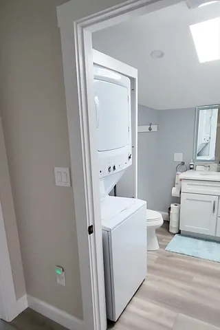 a utility room with a washer and dryer