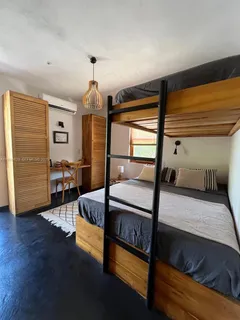 a view of swimming pool from a window