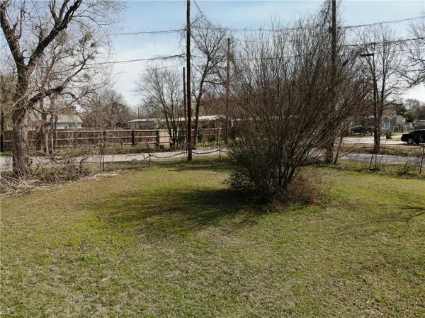 a view of a yard with an trees