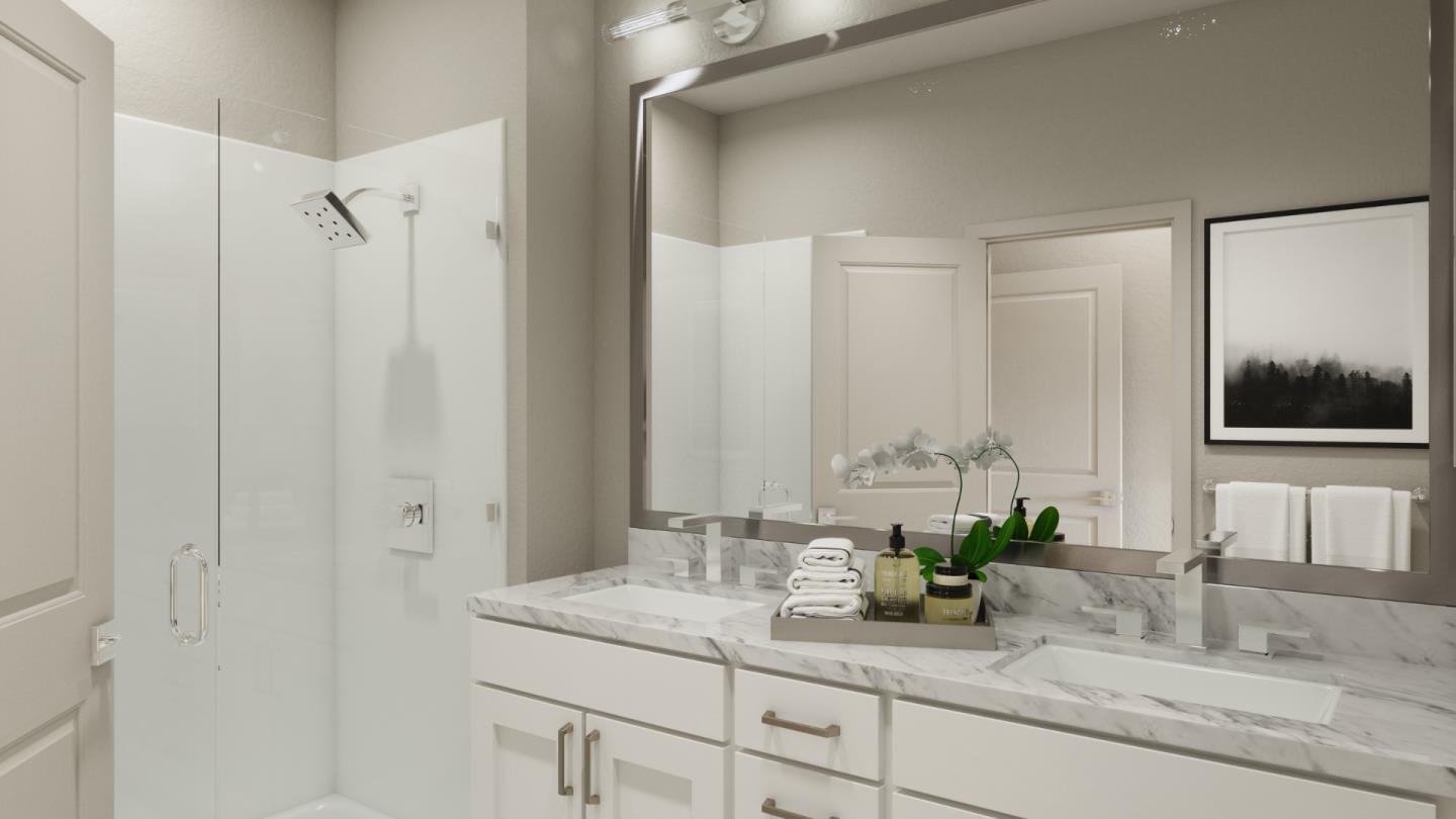 230 Oak Circle Walnut Creek, CA 94597 - Photo 15 of 22 a bathroom with a granite countertop sink and a mirror