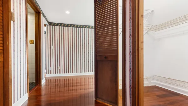 a view of entryway with wooden floor