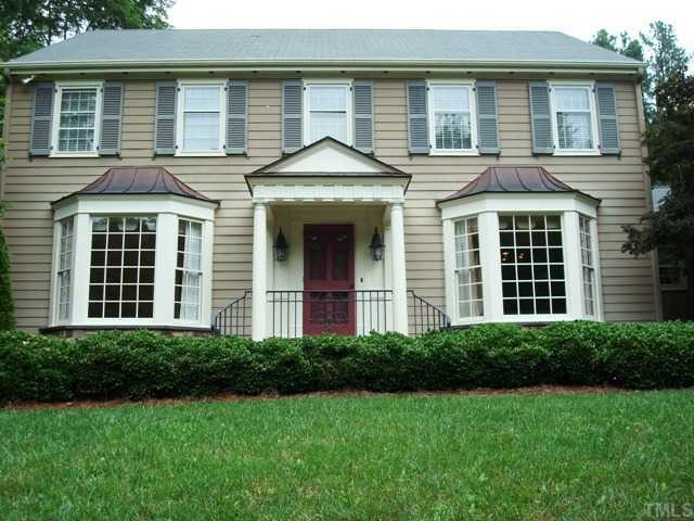 3700 St Marks Road Durham, NC 27707 - Photo 2 of 12 Renovated fascade with wrought iron railing. Matching bay windows, mature landscaping.