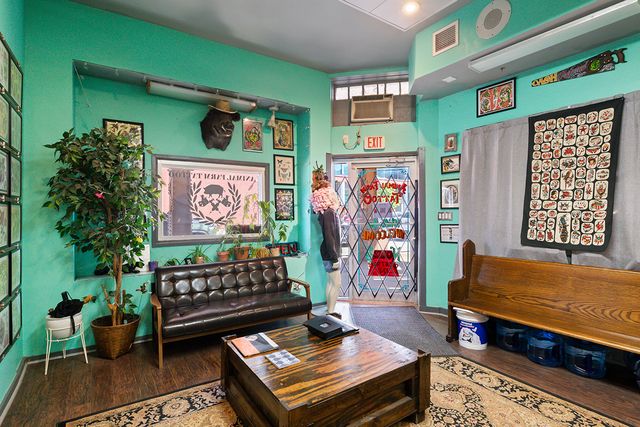 a room with musical instruments