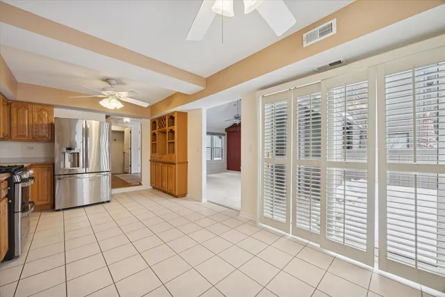 a view of livingroom with refrigerator