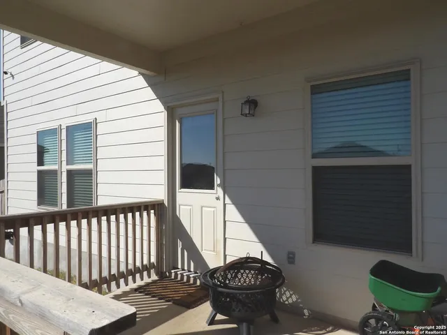 a view of a balcony with an outdoor space