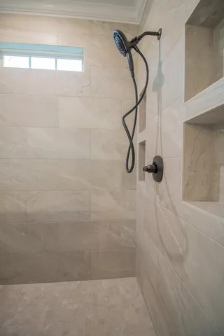 a bathroom with a shower