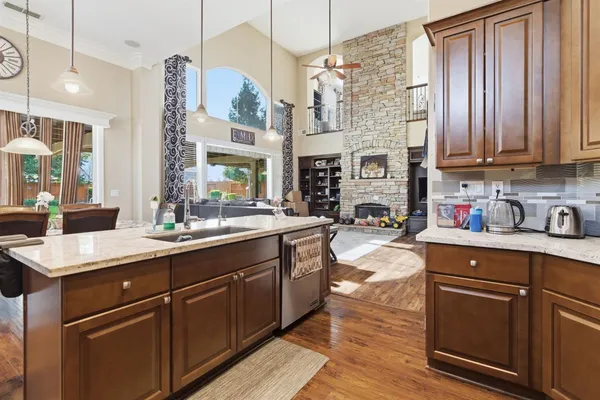 a bedroom with a bed and a desk