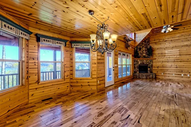 a bathroom with a shower and a mirror