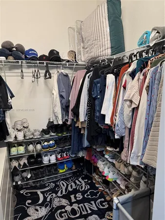 a close view of walk in closet