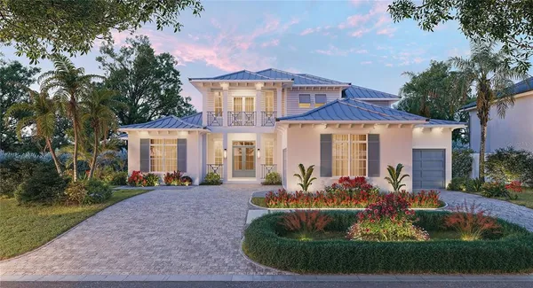 a front view of a house with porch yard and outdoor seating