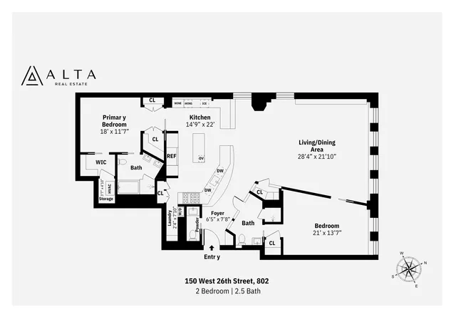 $2,265,000 | 150 West 26th Street, Unit 802 | Chelsea