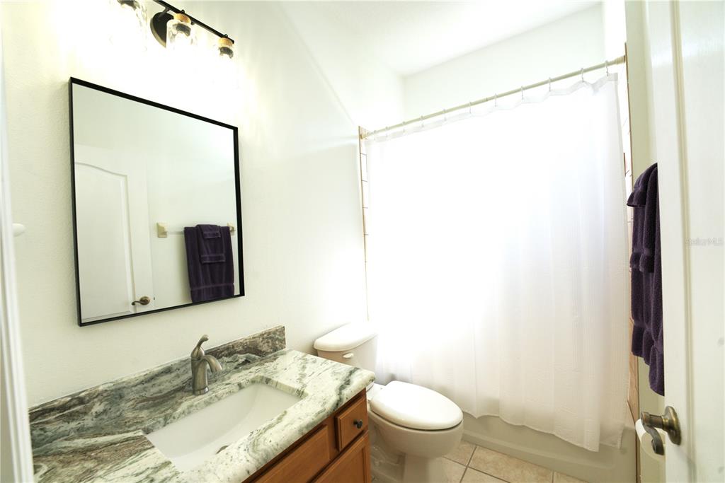 2309 Wolf Ridge Lane Mount Dora, FL 32757 - Photo 31 of 62 a bathroom with a granite countertop sink toilet and shower