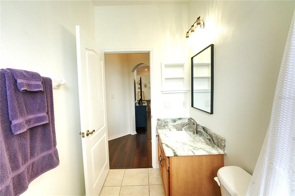 2309 Wolf Ridge Lane Mount Dora, FL 32757 - Photo 33 of 62 a bathroom with a granite countertop sink and a mirror