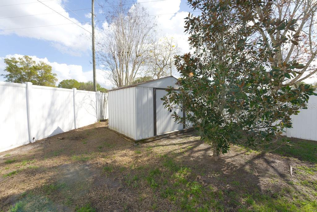 2309 Wolf Ridge Lane Mount Dora, FL 32757 - Photo 55 of 62 a view of backyard with large tree and wooden fence