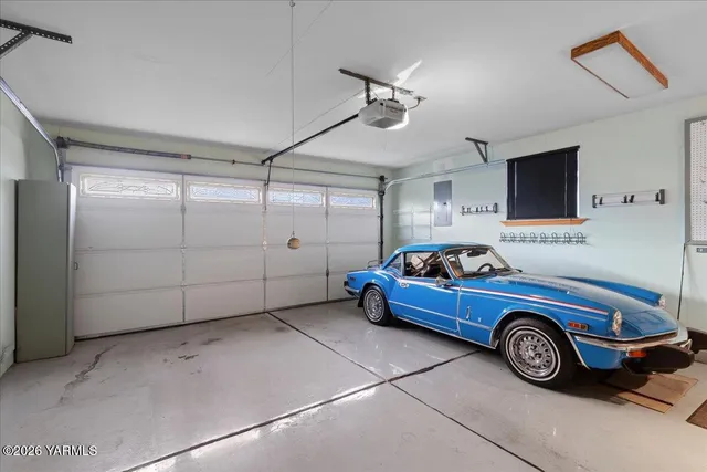a car is parked in a garage