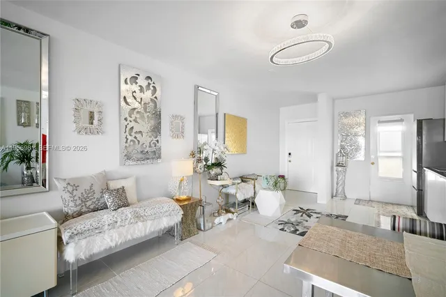 a room with furniture and a large window