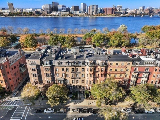 a view of a city and ocean view
