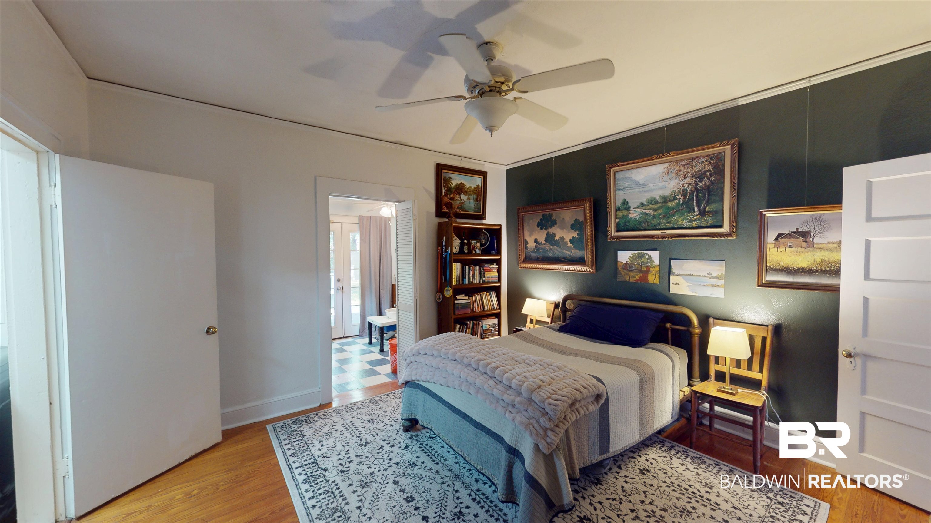266 Westwood Street Mobile, AL 36606 - Photo 17 of 34 Bedroom featuring light wood-style floors and a ceiling fan