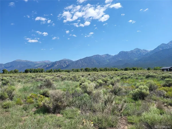 a view of a lush green outdoor space with mountain view