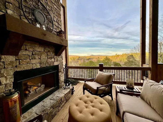 a view of a balcony with chairs