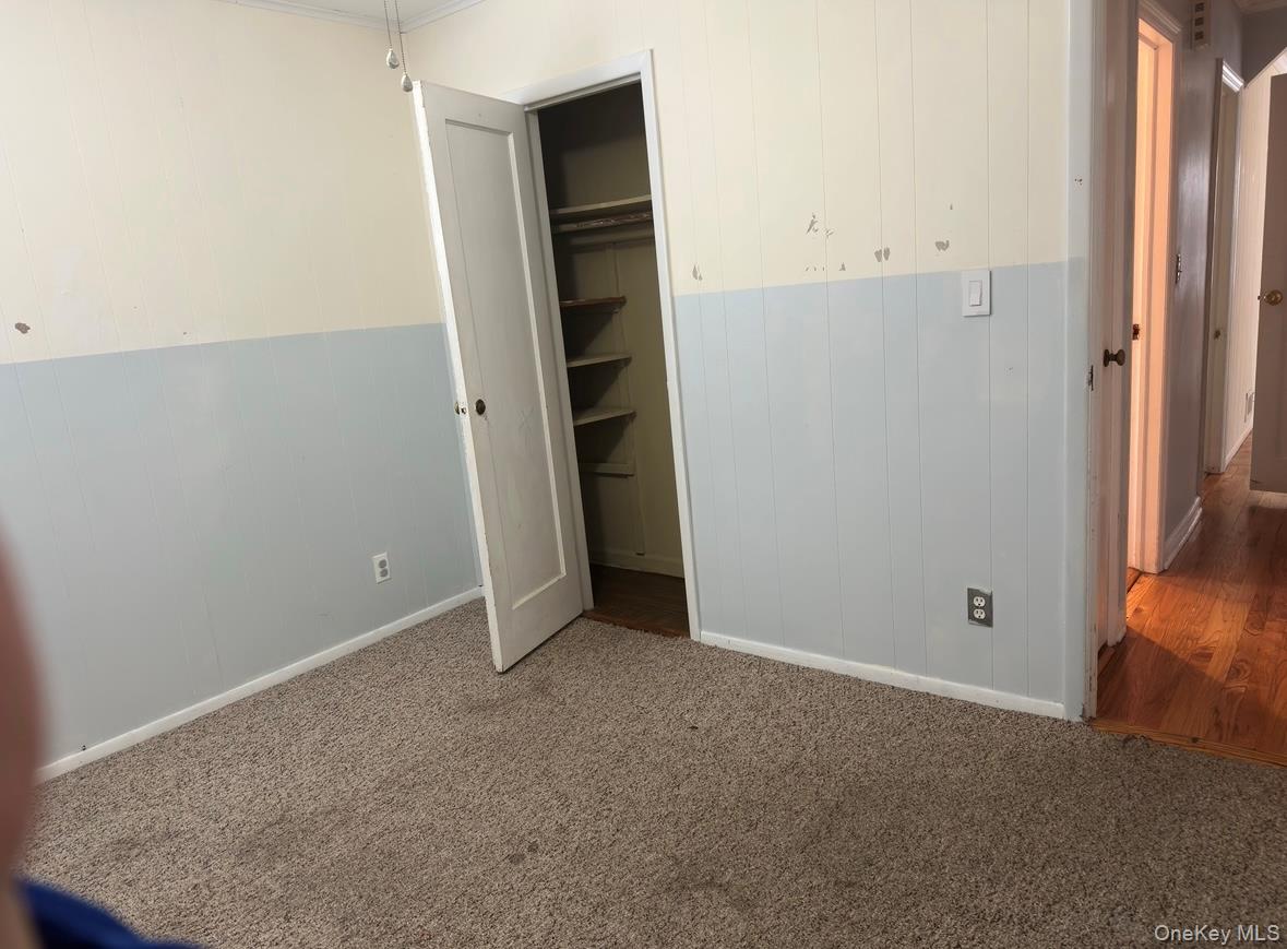 484 Chelsea Road Oceanside, NY 11572 - Photo 11 of 23 Unfurnished bedroom with carpet floors, a closet, and wooden walls