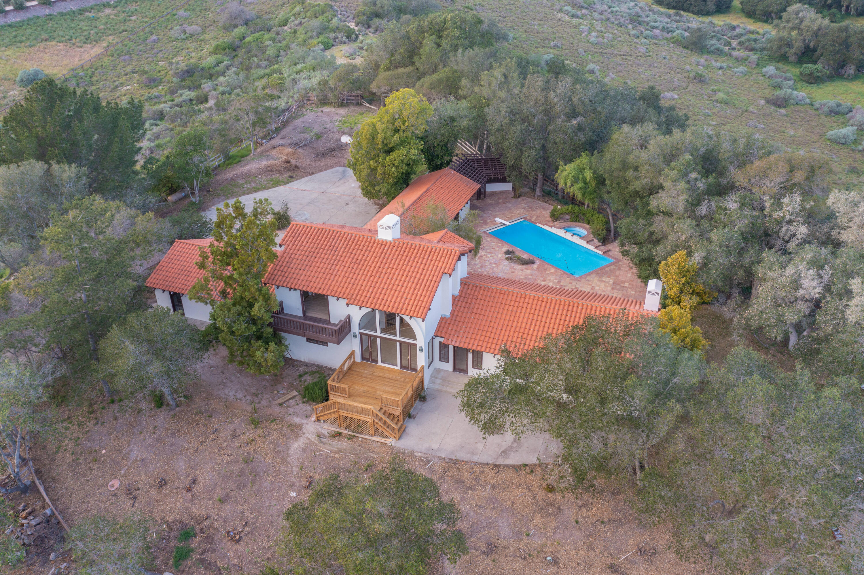 1225 Poppy Valley Road Buellton, CA 93427 - Photo 36 of 42 an aerial view of a house with a yard and trees