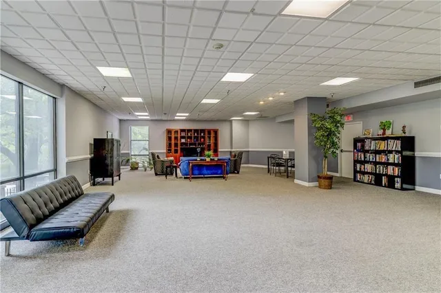 a big room with furniture